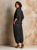 Women's Casual Loose-fitting Turtleneck Ribbed Knit Top And Harem Pants Set ZMZ0868I5XT