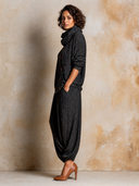 Women's Casual Loose-fitting Turtleneck Ribbed Knit Top And Harem Pants Set ZMZ0868I5XT