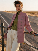 Women's Sophisticated & Elegant Houndstooth Double-Breasted Jacket With Stand Collar ZMZ0836I2ZYY
