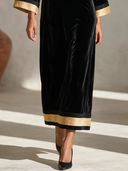 Women's Vintage Elegant Velvet Loose Maxi Dress With Square Neck And Flared Sleeves ZMZ0891I2ZYY