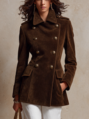 Women's Military-Style Double-Breasted Suede Mid-Length Coat ZMZ0898I6XT