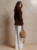 Women's Military-Style Double-Breasted Suede Mid-Length Coat ZMZ0898I6XT