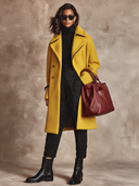 Women's Casual Faux Wool Blend Lapel Long Zipper Coat ZMZ0814I7XT