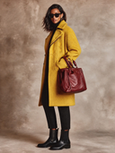 Women's Casual Faux Wool Blend Lapel Long Zipper Coat ZMZ0814I7XT