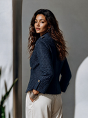 Women's Vintage-Style Elegant Tweed Stand-Collar Zip-Up Jacket ZMZ1053I6ZYY