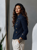 Women's Vintage-Style Elegant Tweed Stand-Collar Zip-Up Jacket ZMZ1053I6ZYY