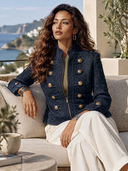 Women's Vintage-Style Elegant Tweed Stand-Collar Zip-Up Jacket ZMZ1053I6ZYY