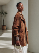 Women's American Vintage-Style Faux Suede Lapel And Single-Breasted Closure Jacket ZMZ0936I6ZYY