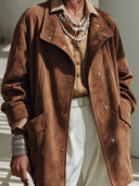 Women's American Vintage-Style Faux Suede Lapel And Single-Breasted Closure Jacket ZMZ0936I6ZYY