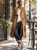 Women's Premium Minimalist Faux Suede Double-Breasted Trench Coat ZMZ0825I2ZYY
