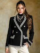 Women's Minimalist Color-Block Slim-Fit Blazer ZMZ1135I1XT