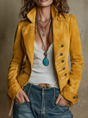 Women's Western-Style Faux Suede Slim-Fit Double-Breasted Jacket ZMZ1416I3XT