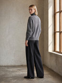 Women's Grey Turtleneck Button-Up Knit Cardigan ZMZ1449I3YZH
