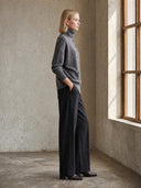 Women's Grey Turtleneck Button-Up Knit Cardigan ZMZ1449I3YZH