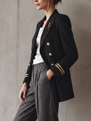 Women's Double-Breasted Military Style Blazer With Gold Buttons ZMZ1482I5YZH