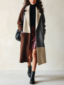 Women's Classic Color-blocked Faux Wool Two-button Coat ZMZ1445I7SWL