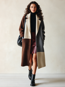 Women's Classic Color-blocked Faux Wool Two-button Coat ZMZ1445I7SWL