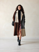 Women's Classic Color-blocked Faux Wool Two-button Coat ZMZ1445I7SWL