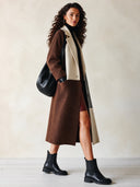 Women's Classic Color-blocked Faux Wool Two-button Coat ZMZ1445I7SWL