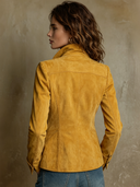 Women's Western-Style Faux Suede Slim-Fit Double-Breasted Jacket ZMZ1416I3XT