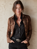 Women's Vintage-Style Casual Faux Suede Shirt Jacket ZMZ1402I6ZJY