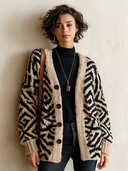 Women's Fashion Color Block Striped Jacquard Button-Up Cardigan ZMZ1400I4SWL
