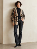 Women's Fashion Color Block Striped Jacquard Button-Up Cardigan ZMZ1400I4SWL
