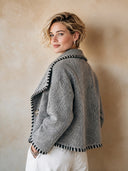Women's Premium Classic Grey Faux Wool Lapel Two-button Short Jacket ZMZ1509I0SWL
