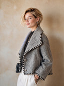 Women's Premium Classic Grey Faux Wool Lapel Two-button Short Jacket ZMZ1509I0SWL