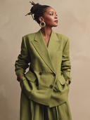 Women Oversized Double Breasted Blazer,Textured Linen Blend, Elegant Formal Outfit ZMZ1556I1YZH