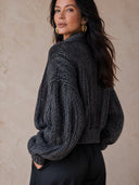 Women's Vintage-Style Casual Loose-Fit Cotton-Blend Knit Zip-Up Cardigan ZMZ1502I7ZJY