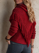 Women's Vintage Casual Cotton-Yarn Knit Tassel Pullover Sweater ZMZ1510I6ZJY