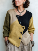 Women's Fashionable Color-Block Snap-Button Knit Cardigan ZMZ1511I5SWL