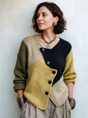 Women's Fashionable Color-Block Snap-Button Knit Cardigan ZMZ1511I5SWL