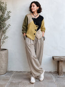 Women's Fashionable Color-Block Snap-Button Knit Cardigan ZMZ1511I5SWL