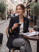 Women's Double-Breasted Military Style Blazer With Gold Buttons ZMZ1482I5YZH
