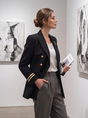 Women's Double-Breasted Military Style Blazer With Gold Buttons ZMZ1482I5YZH