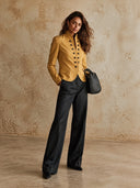 Women's Minimalist Solid-color Double-breasted Military-style Jacket ZMZ1571I2XT