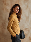 Women's Minimalist Solid-color Double-breasted Military-style Jacket ZMZ1571I2XT