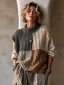 Women's Fashionable Color-Block Ribbed Knit Pullover Vest ZMZ1532I5SWL