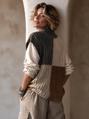 Women's Fashionable Color-Block Ribbed Knit Pullover Vest ZMZ1532I5SWL