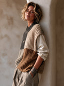 Women's Fashionable Color-Block Ribbed Knit Pullover Vest ZMZ1532I5SWL