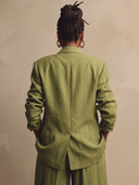 Women Oversized Double Breasted Blazer,Textured Linen Blend, Elegant Formal Outfit ZMZ1556I1YZH