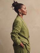 Women Oversized Double Breasted Blazer,Textured Linen Blend, Elegant Formal Outfit ZMZ1556I1YZH