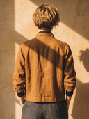 Women Stand Collar Asymmetric Button Cropped Jacket, Raglan Long Sleeve Loose Vintage Textured Outerwear For Fall ZMZ1590I5YZH