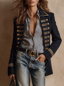 Women's Western-style Double-breasted Decorative Button-down Lapel Mid-length Coat ZMZ1560I9XT
