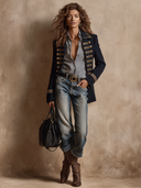Women's Western-style Double-breasted Decorative Button-down Lapel Mid-length Coat ZMZ1560I9XT