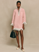 Women's Resort-Style Cotton Linen Patchwork Tassel Long-Sleeved Mini Dress ZMZ1545I2XT