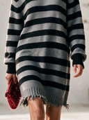 Women's Classic Casual Crew-Neck Horizontal-Stripe Long-Sleeve Loose-Fit Knit Mini Dress ZMZ1530I1ZYY