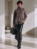 Women's Vintage-Style Elegant Casual Knit Cardigan With Stand Collar And Asymmetric Front Closure ZMZ1504I5ZYY